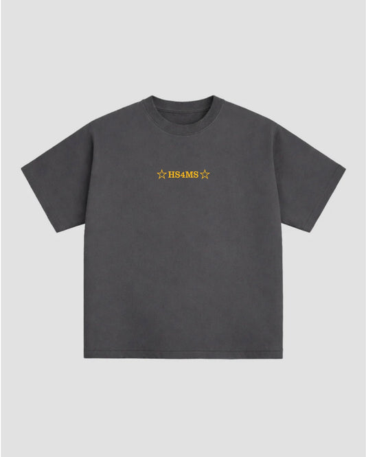 NOCTURNA STAR TEE BOXY-FIT DARK GREY & YELLOW