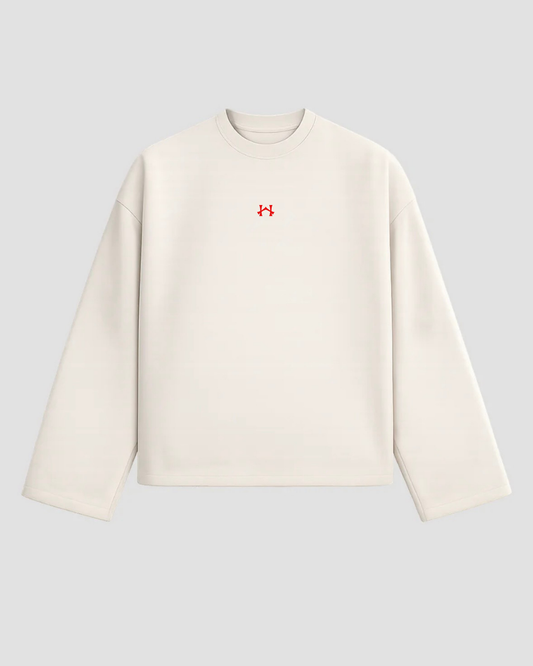 NOCTURNA CROPPED LONGSLEEVE WHITE & RED