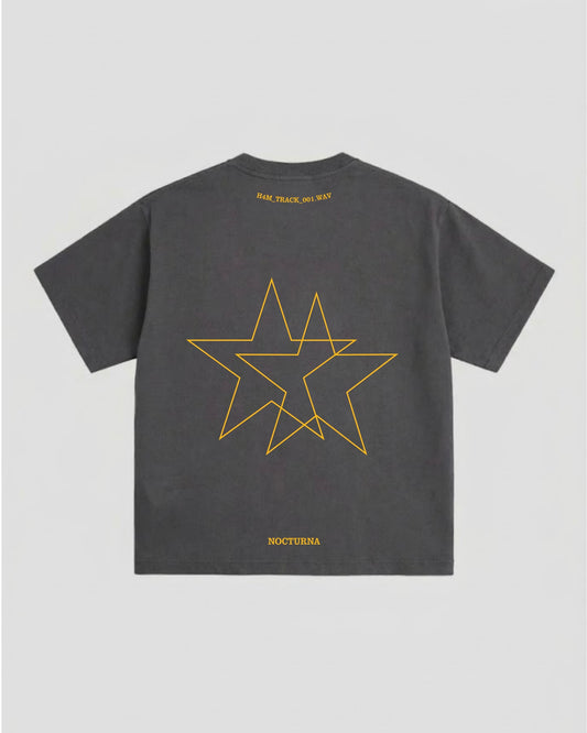 NOCTURNA STAR TEE BOXY-FIT DARK GREY & YELLOW